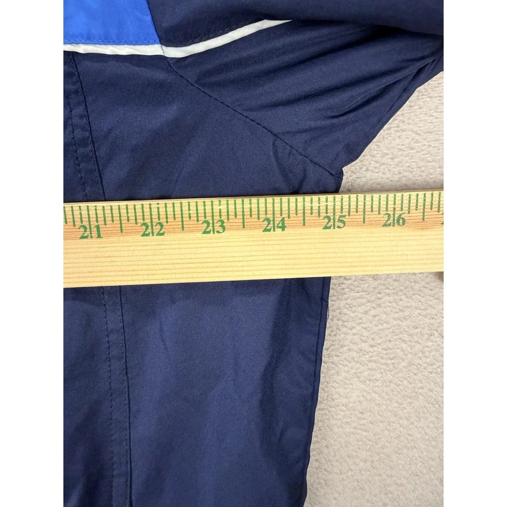 Vintage Starter Men's Sz L Blue & White Chest Stripe Full-Zip Windbreaker Jacket